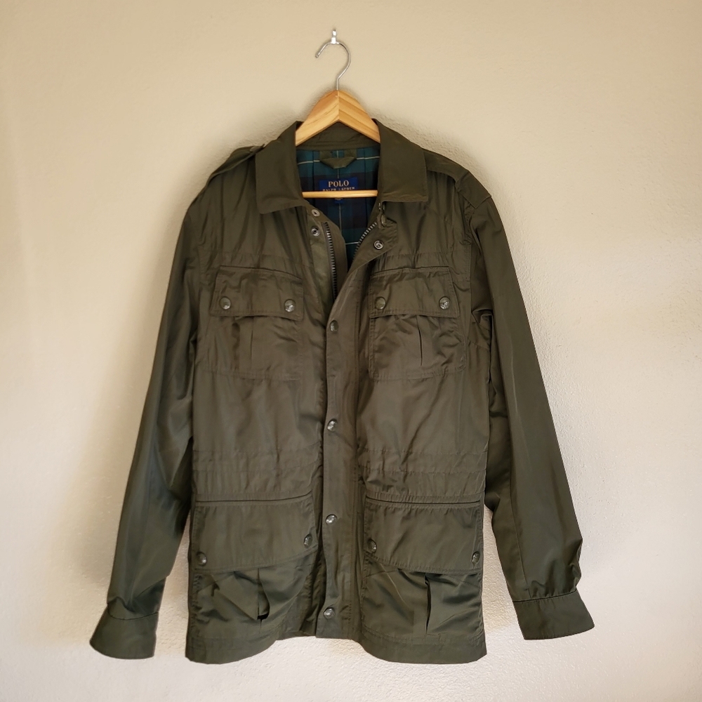 Polo Ralph Lauren Zip Down Combat Green Raincoat Jacket - Picture 2 of 8